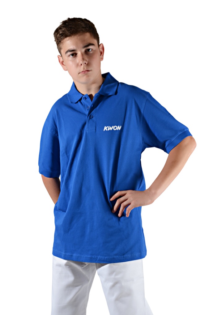 Poloshirt blau mit Druck BTU