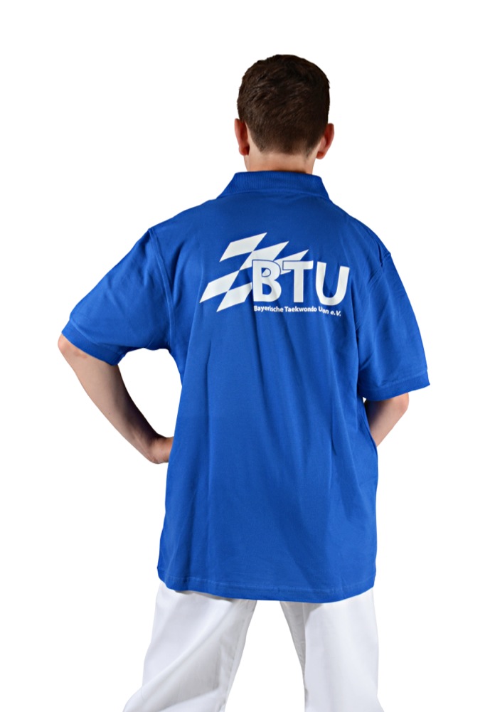 Poloshirt blau mit Druck BTU