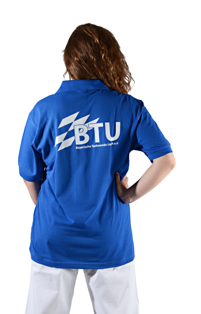 Poloshirt blau mit Druck BTU
